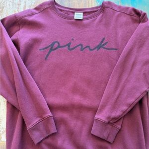 PINK Victoria's Secret Crewneck Sweatshirt in Berry Plum with Script Logo